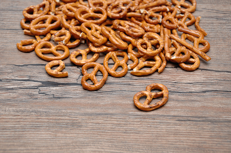 A pile of golden brown pretzelsの写真素材