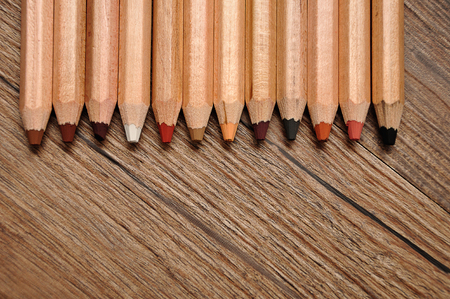 A row of pencilsの写真素材