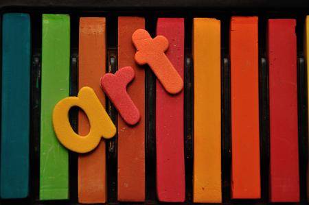 A row of pastels with the word artの写真素材