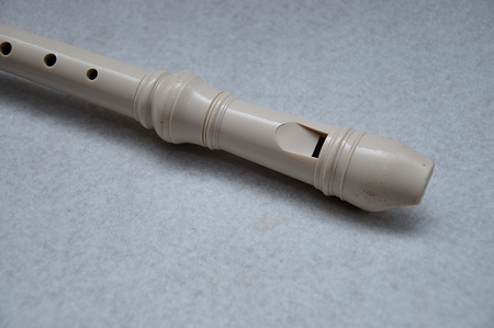 A block flute displayed on a white backgroundの写真素材