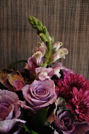 A bouquet of different type of purple flowersの写真素材