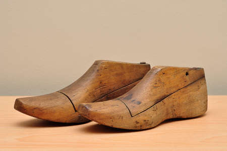 Vintage wooden shoe formsの写真素材