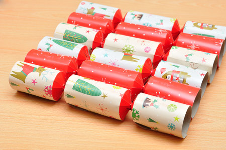 Colorful christmas crackersの写真素材