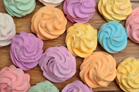 Full frame of pastel color meringuesの写真素材