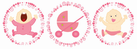 Babies labels - girlのイラスト素材