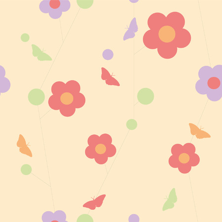  	seamless cute flowers wallpaperのイラスト素材