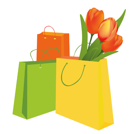  	Tulips in the shopping bagのイラスト素材