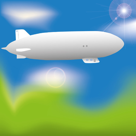  	Zeppelin in the sky. Space for textのイラスト素材