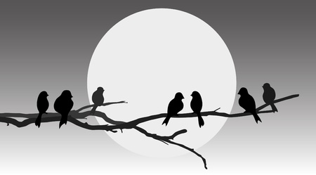 Birds sitting on a branch - abstract illustrationのイラスト素材