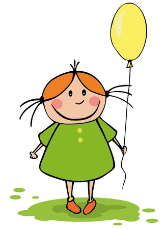 Funny girl with balloonのイラスト素材