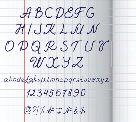 Hand written alphabet on squared paper のイラスト素材