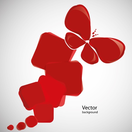 Abstract red background with butterfly. Vector. のイラスト素材