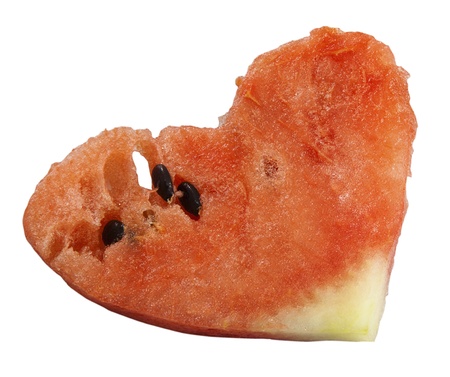 Heart from watermelon isolated on the white backgroundの写真素材