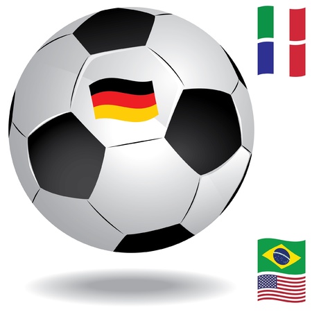 Football ball with flags of several countries (Germany, USA, Italy,France, Brazil)のイラスト素材
