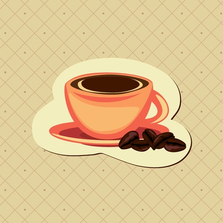 Coffee card with cup and beansのイラスト素材