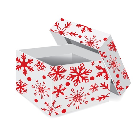 Christmas gift box with snowflakes on the white backgroundのイラスト素材