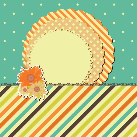 greeting retro card with frame and flower. Space for your text or picture.のイラスト素材
