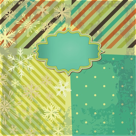 greeting retro background with snowflakes and frame. Invitation cardのイラスト素材