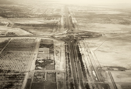 Highway in United Arab Emirates. Bird's eye viewの写真素材
