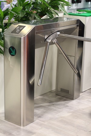 Turnstile for the passage of people. Entry exit, identity check. Security. Control check baggage and...