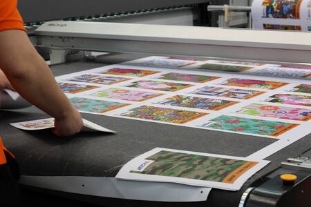 Moscow,RF, 03.20.2019: Large-format tablet cutting plotter. Machine for the manufacture of serial...