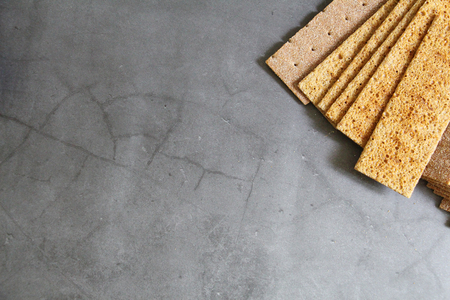 Thin crispbread from rye flour. Dietary nutrition. Close-up.の写真素材