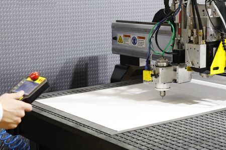 A fragment of a model of a milling and engraving machine. Industrial equipment for automated cutting...