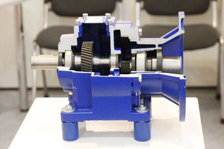Cross section of the gearbox. Worm gearboxes for aggressive environments. Drive technology - worm...