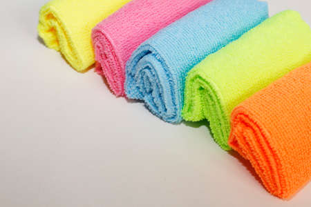 A set of multi-colored microfiber cloths for cleaning. Cleaning services. Cleaning of premises....