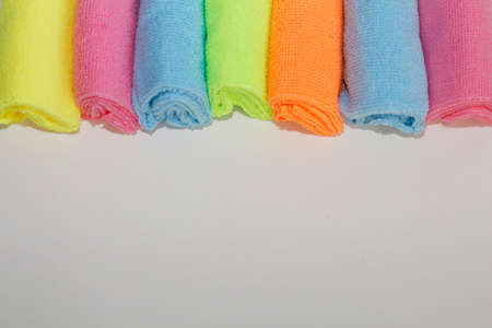 A set of multi-colored microfiber cloths for cleaning. Cleaning services. Cleaning of premises....