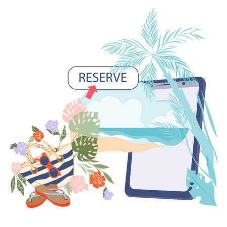 Booking online flights travel or ticket vector illustration.のイラスト素材