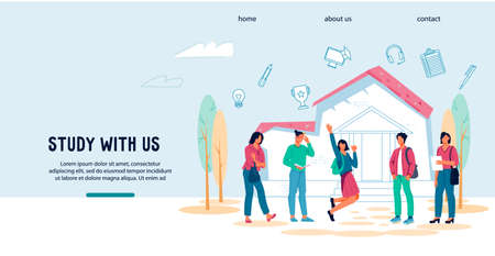 Study with us concept of website for college, university or online educational courses with...