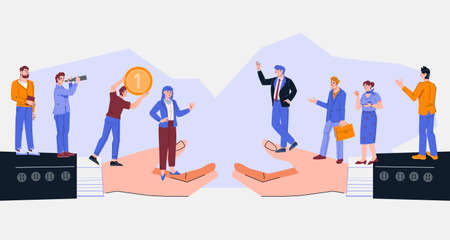 Business concept of collaboration and cooperation, flat vector illustration isolated on white...