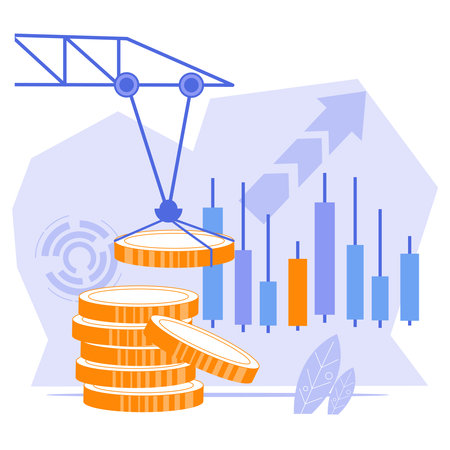 Growth of investments and increase in stock returns, flat vector isolated illustration on white background.のイラスト素材