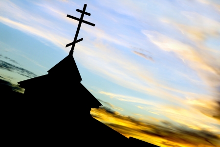 The Holy Church and creed against the sky in the evening の写真素材