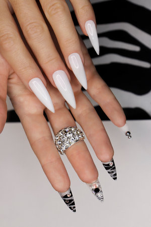 Gel manicure on the sharp shape.の写真素材