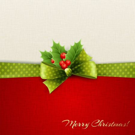Christmas decoration with holly leaves, bowのイラスト素材