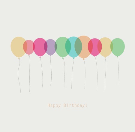 Birthday card with colorful simply transparent  balloonsのイラスト素材