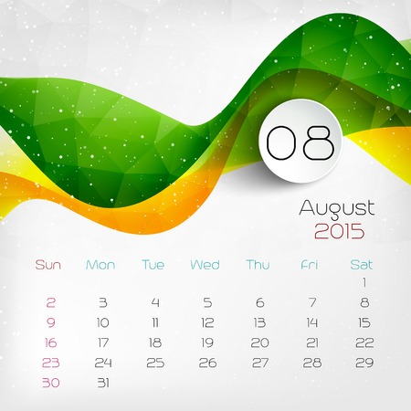 2015 Calendar. August. Vector illustration.  EPS 10のイラスト素材