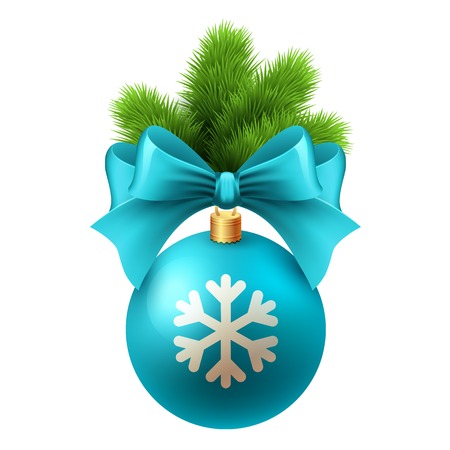 Merry Christmas  card with blue bauble. Vector illustration. EPS 10のイラスト素材