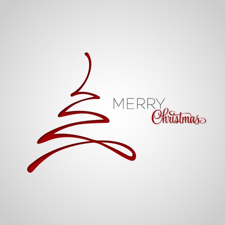 Merry Christmas tree greeting card. Paper design. Vector illustration. のイラスト素材