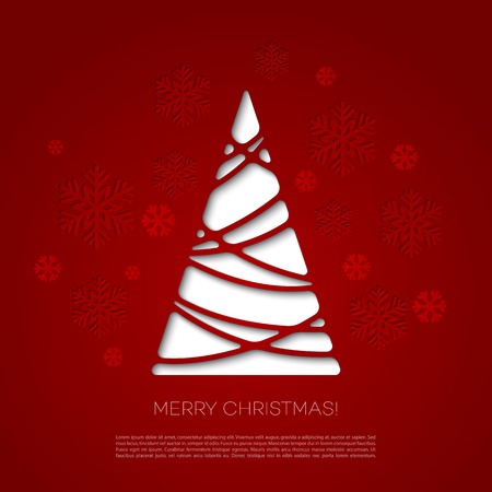 Merry Christmas tree greeting card. Paper design. Vector illustration. EPS 10のイラスト素材