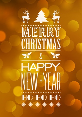 Vector  Abstract Christmas light background with retro typographyのイラスト素材