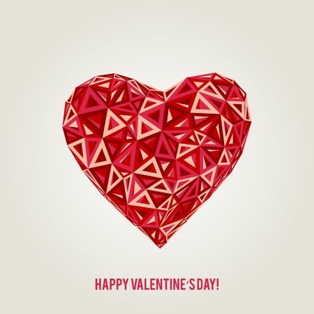 Vector Happy Valentines Day card with low poly heartのイラスト素材