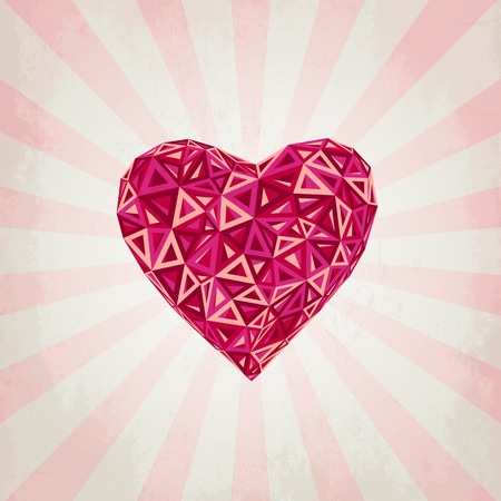 Vector Happy Valentines Day card with low poly heartのイラスト素材