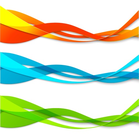 Vector Set of abstract color  wavy lines for design brochureのイラスト素材