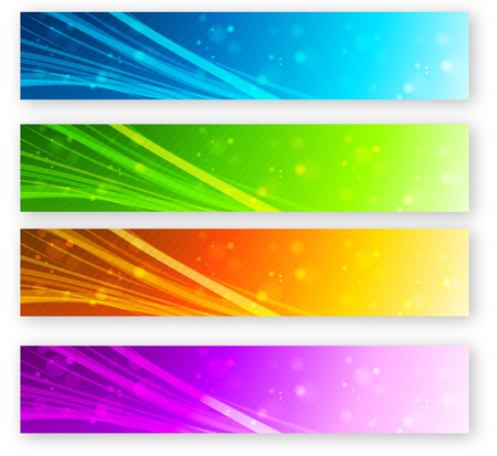 Vector Set of color banner with shiny linesのイラスト素材