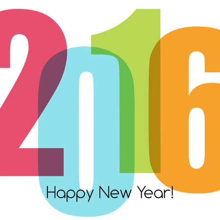 Happy new year greeting with number 2016.  Vector illustrationのイラスト素材