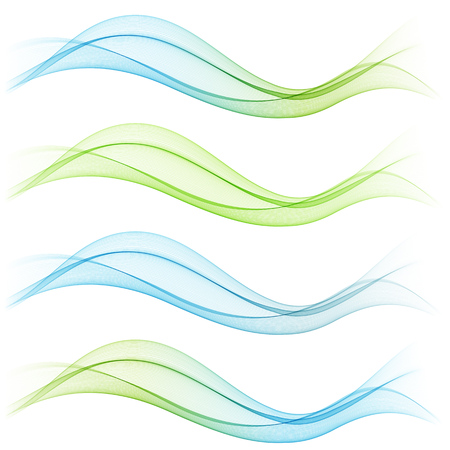 Set of abstract blue and green wavesのイラスト素材