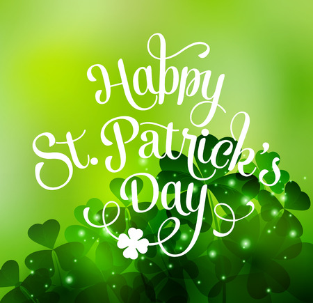 Vector Happy Saint Patricks Day Background with cloverのイラスト素材